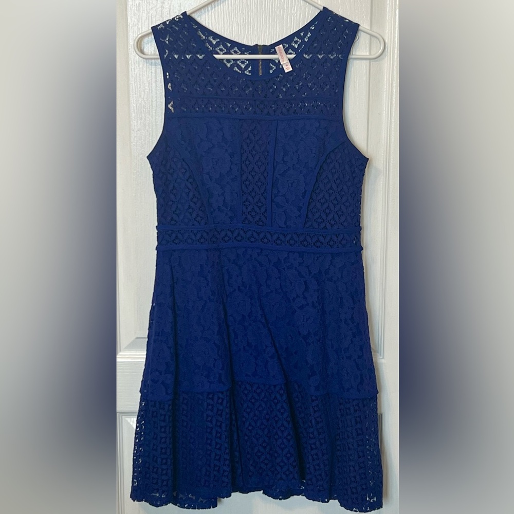 Xhilaration Blue Sleeveless Fit & Flare Mini Dress